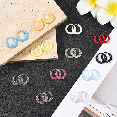 72Pcs 12 Colors Resin Hoop Earrings EJEW-SC0001-88-1