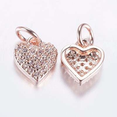 Long-Lasting Plated Brass Micro Pave Cubic Zirconia Charms X-ZIRC-F069-41RG-1