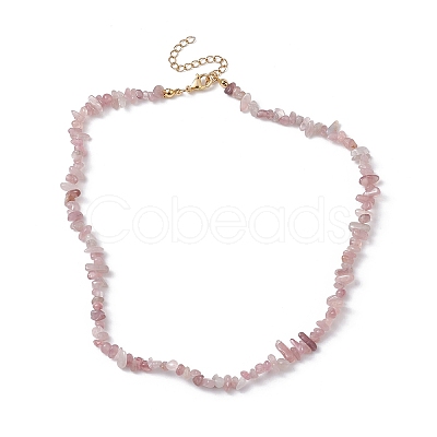 Natural Rose Quartz Chip Beaded Necklace NJEW-JN04616-13-1