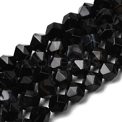 Natural Black Banded Agate/Striped AgateBeads Strands G-Z119-A03-02-1