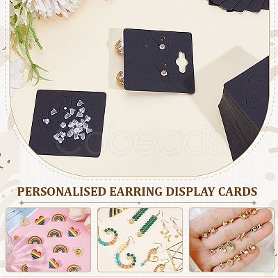 200Pcs Square Paper Earring Display Cards CDIS-ME0001-01B-1