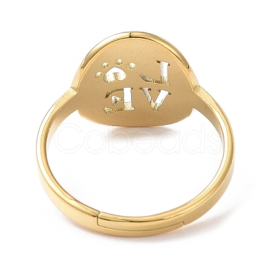 Ion Plating(IP) 304 Stainless Steel Word Love Adjustable Ring for Women RJEW-I097-01G-1