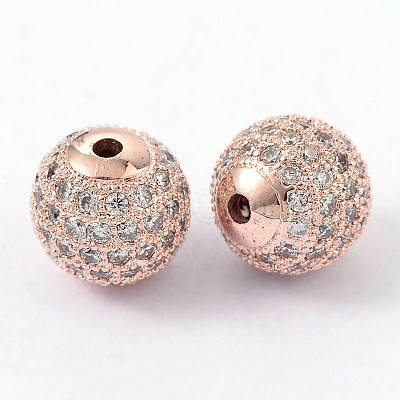 Brass Cubic Zirconia Beads ZIRC-D003-2R-1