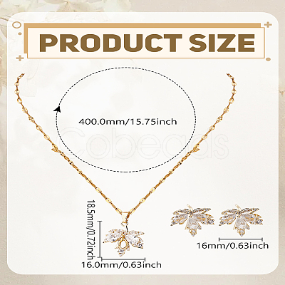 Maple Leaf Brass Clear Cubic Zirconia
Necklace & Stud Earring Sets SJEW-LP0001-49-1