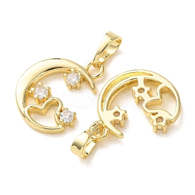 Brass Micro Pave Clear Cubic Zirconia Pendants CU-E003-16G-E-1