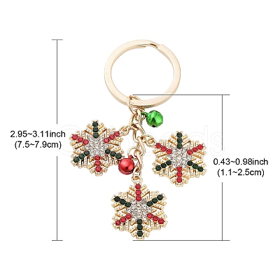 Christmas Snowflake Alloy Rhinestone Keychain KEYC-YW00108-01-1