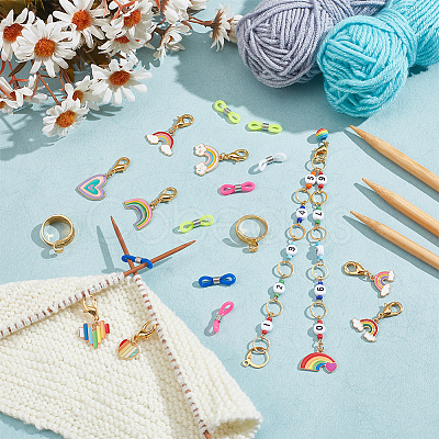 Rainbow DIY Knitting Tool Sets HJEW-NB00058-1