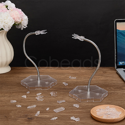 Adjustable Plastic Assembled Action Figure Display Holders with Hexagon Bases DIY-WH0043-157B-1