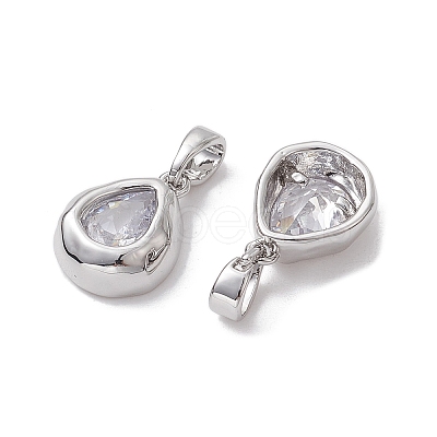 Brass Micro Pave Clear Cubic Zirconia Charms KK-K360-14P-1