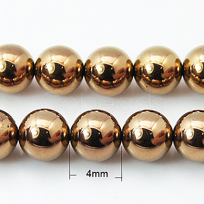 Non-magnetic Synthetic Hematite Beads Strands X-G-G091-4mm-1