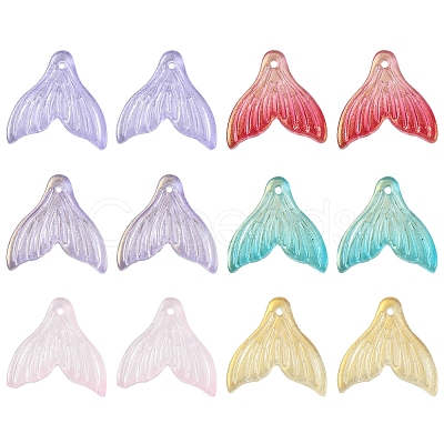 24Pcs 6 Colors Transparent Spray Painted Glass Pendants GLAA-FS0001-90-1