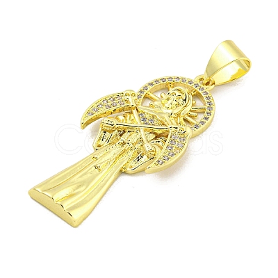 Rack Plating Brass Micro Pave Clear Cubic Zirconia Pendants KK-B091-30G-05-1