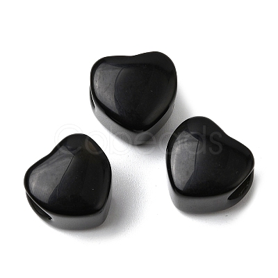 Natural Black Obsidian European Beads G-C269-01C-1