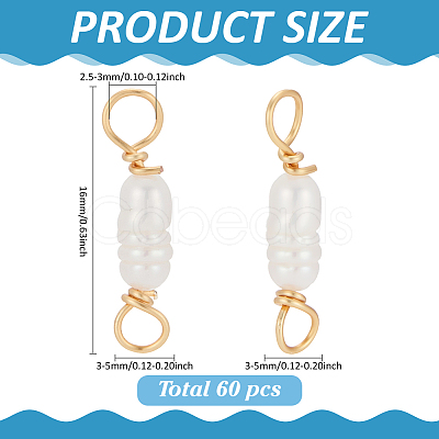60Pcs Natural Cultured Freshwater Pearl Connector Charms PALLOY-ME00014-1