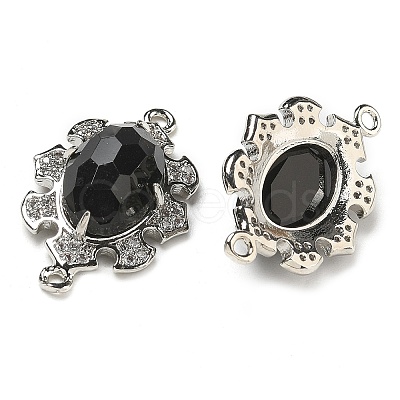 Natural Obsidian Faceted Oval Connector Charms G-G181-06P-06-1