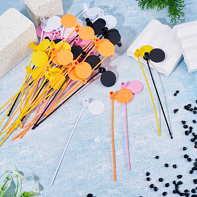 50Pcs 5 Colors Flat Round Plastic Hang Tag Fasteners FIND-TA0010-02-1