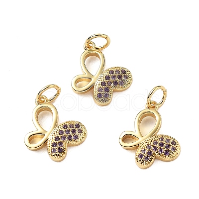 Brass Micro Pave Cubic Zirconia Pendants KK-Z114-06G-1
