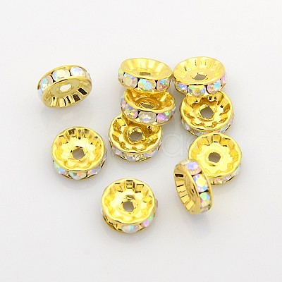 Brass Rhinestone Spacer Beads RB-A014-Z10mm-28G-1