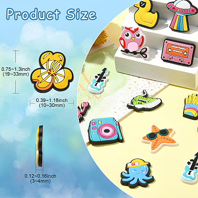 60Pcs 30 Styles PVC Cabochons KY-CJ0002-09A-1