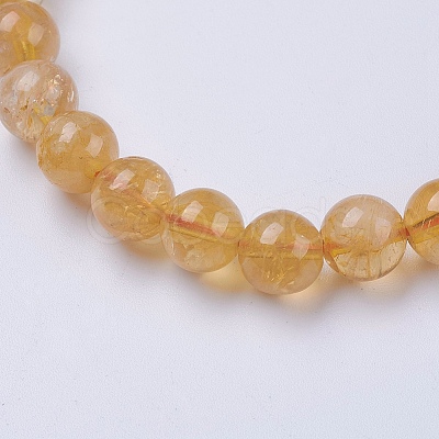 Natural Citrine Beaded Stretch Bracelets BJEW-I253-8mm-21-1