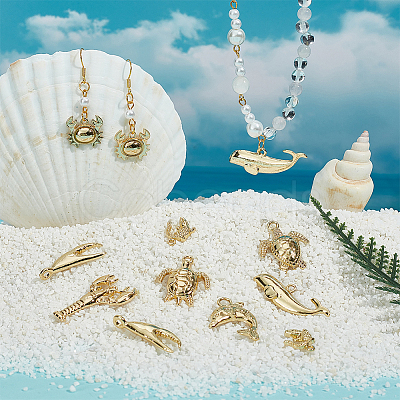 16Pcs 8 Styles Alloy Pendants TIBEP-BC0001-06-1