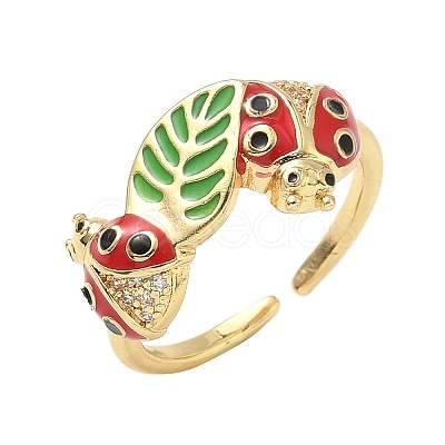 Brass Micro Pave Cubic Zirconia Cuff Rings for Women RJEW-F196-01G-1