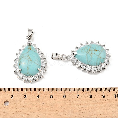 Synthetic Turquoise & Rhinestone Pendants G-K338-31P-06-1