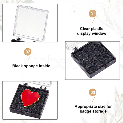 24Pcs 3 Styles Plastic Packing Boxes with Sponge Inside for Brooches CON-HY0001-07-1