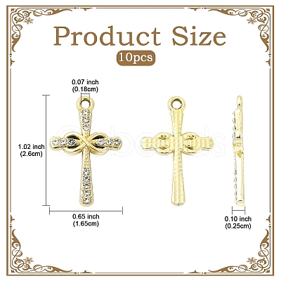 10Pcs Alloy Rhinestone Pendants FIND-YW0007-83G-1