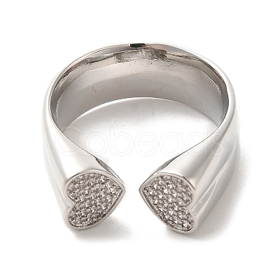 Brass Micro Pave Cubic Zirconia Open Cuff Rings RJEW-P098-13P-1