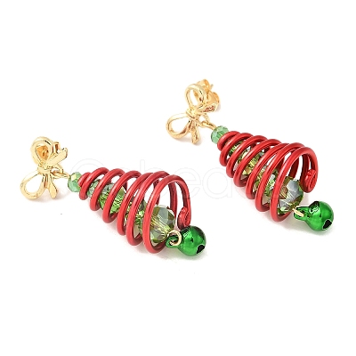 Christmas Aluminum Glass Dangle Stud Earrings EJEW-JE06582-1
