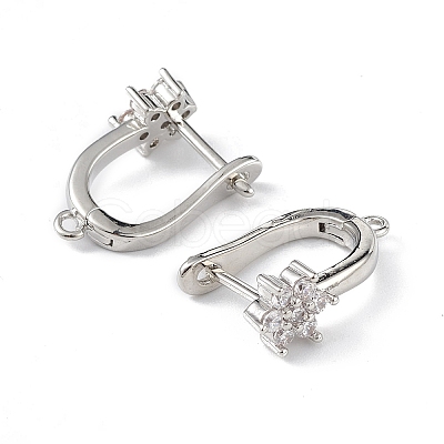 Brass Flower Hoop Earring Findings ZIRC-L097-054P-1