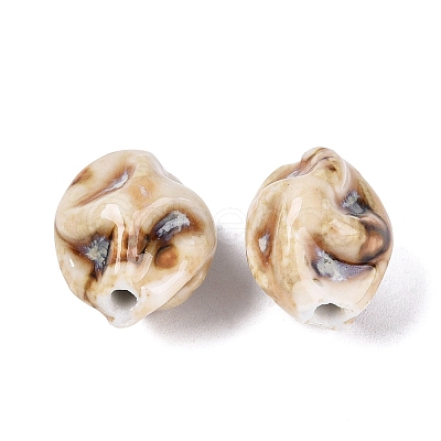 Vintage Handmade Porcelain Wrinkle Beads PORC-Q006-09B-1
