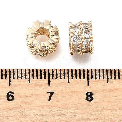 Brass Micro Pave Clear Cubic Zirconia Beads KK-XCP0001-92G-1