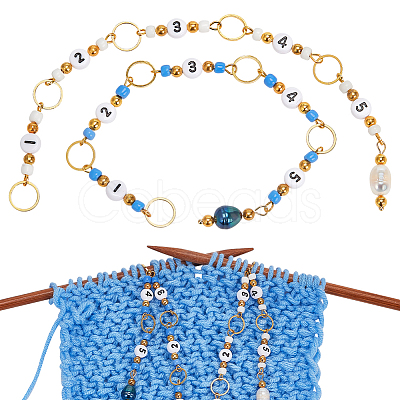Acrylic Beaded Knitting Row Counter Chains HJEW-AB00591-1