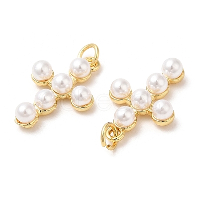 Brass Plastic Imitation Pearls Pendants KK-Q775-23G-1