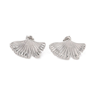Non-Tarnish Leaf 304 Stainless Steel Stud Earrings for Women EJEW-L272-034P-05-1
