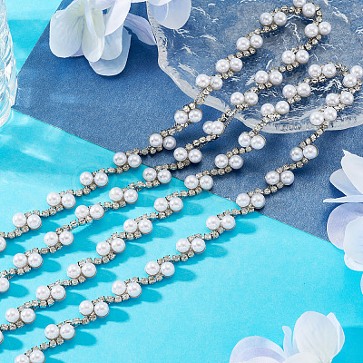 Alloy & Crystal Rhinestone & Plastic Pearl Bead Chains LCHA-TA0001-01-1