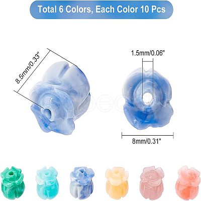 60Pcs 6 Colors Synthetic Coral Beads CORA-NB0001-01-1