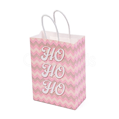 Christmas Printed Rectangle Paper Packing Bags with Handles CARB-D016-04-1