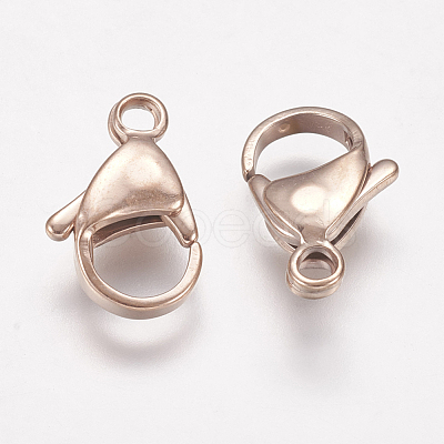 Ion Plating(IP) 304 Stainless Steel Lobster Claw Clasps STAS-P185-15-RG-1