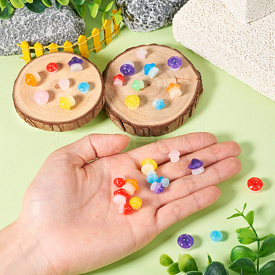 30Pcs 2 Styles Luminous Resin Mushroom Ornament RESI-TA0004-02A-1