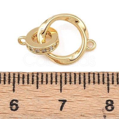 Brass Micro Pave Clear Cubic Zirconia Twisted Ring Links KK-G544-45G-1