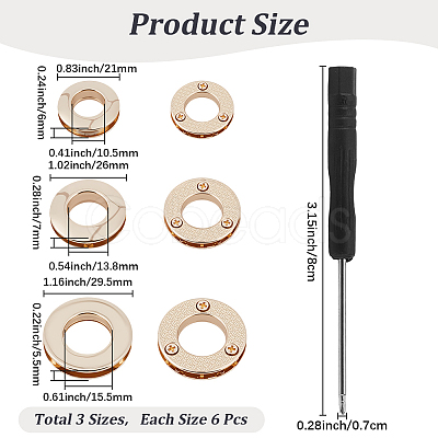 18Pcs 3 Styles Alloy Grommet Eyelet Findings FIND-CL0002-21KCG-1