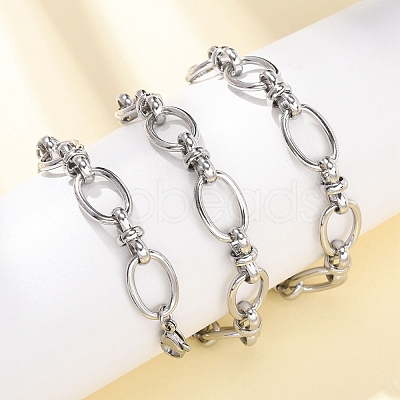 10MM 304 Stainless Steel Oval Link Chain Necklaces for Women NJEW-G194-04P-1