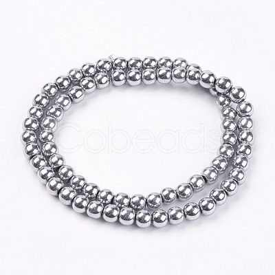 Non-magnetic Synthetic Hematite Beads Strands G-S096-6mm-3-1
