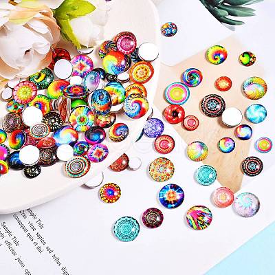 280Pcs 4 Styles Flat Back Glass Cabochons GGLA-SZ0001-32-1