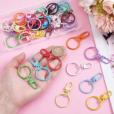 32Pcs 16 Colors Baking Paint Zinc Alloy with Iron Swivel Snap Clasps and Rings FIND-PH0024-03-1