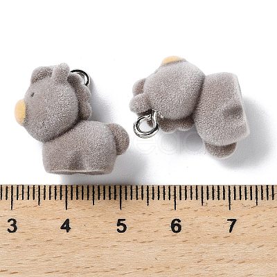 Animal Shape Flocky Resin Pendants RESI-Q229-01C-1