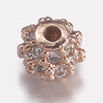 Brass Micro Pave Cubic Zirconia Beads ZIRC-E143-17A-RG-1